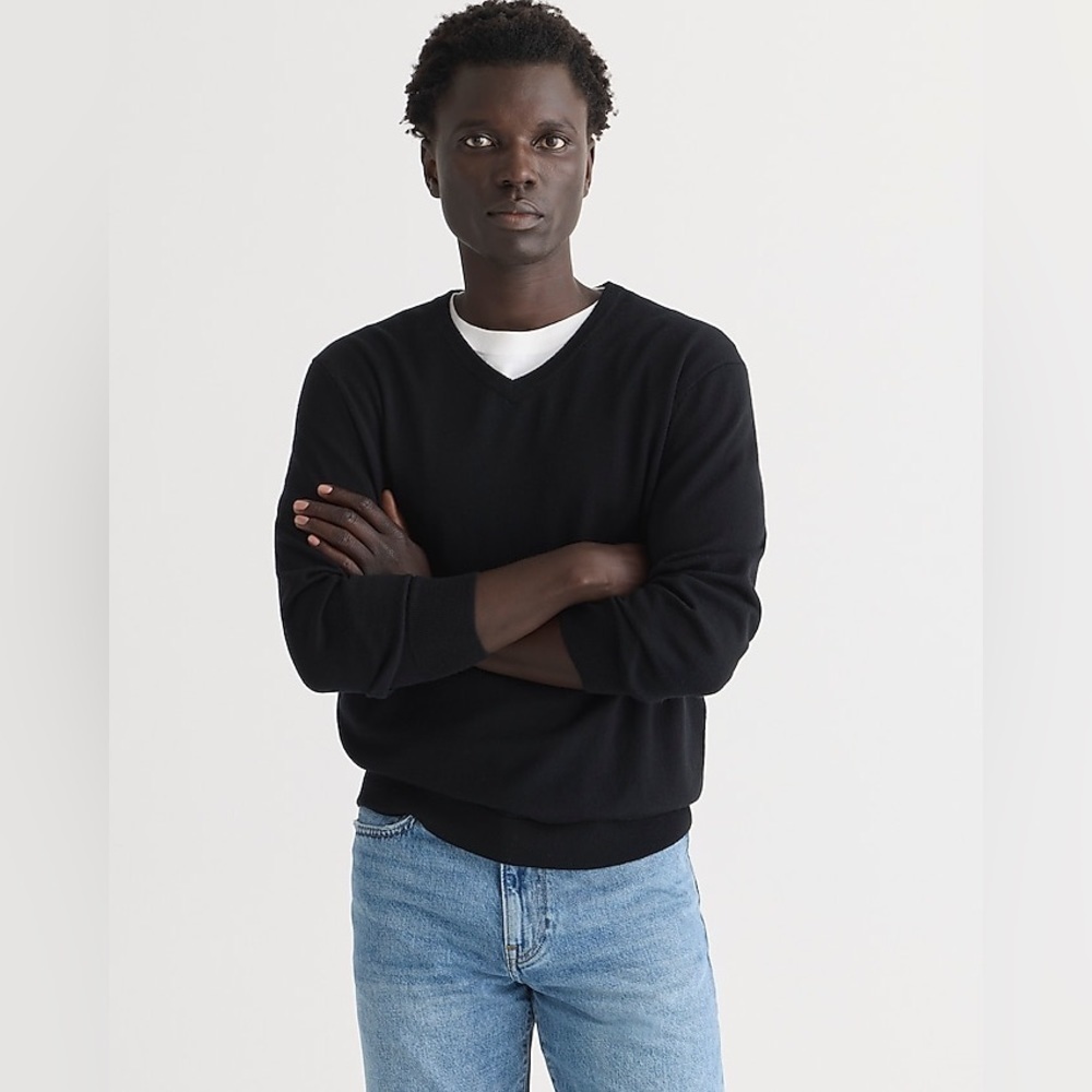 J Crew BROWN Merino wool V-neck sweater AD337